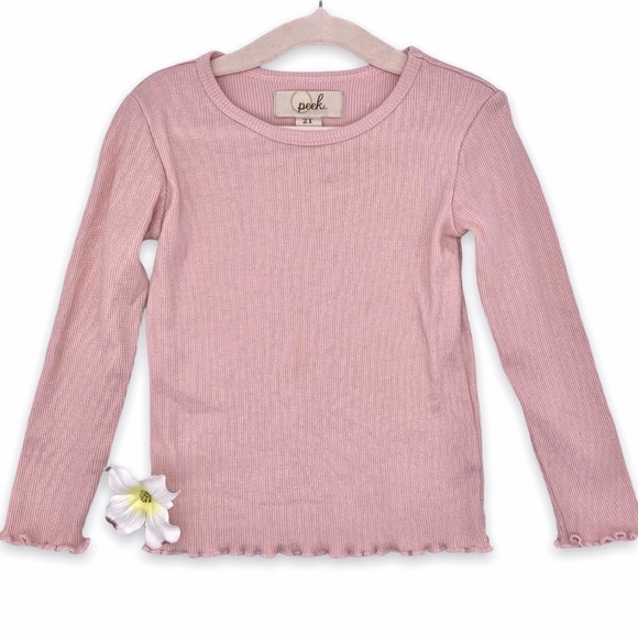 Peek Other - Like New PEEK Lettuce Hem Long Sleeve Crewneck Shirt, 2T
